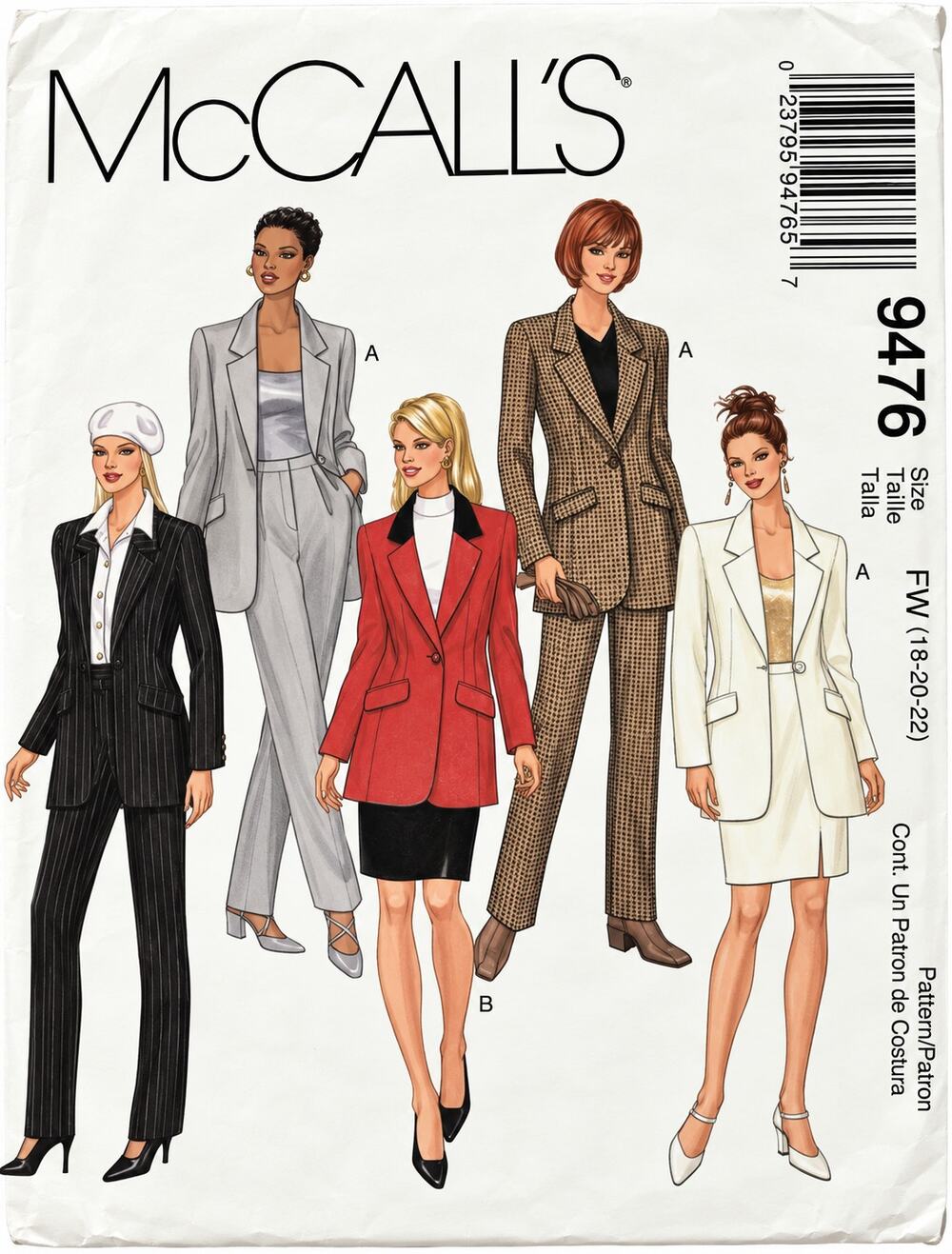 McCALLS 9476 Misses' Jacket Pants Slacks Skirt Sewing Pattern FW 18-20-22 Uncut